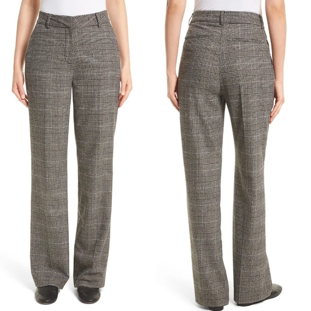 Joie Gray High Rise Straight Leg Wool Blend Kaledas Plaid Dress Pants